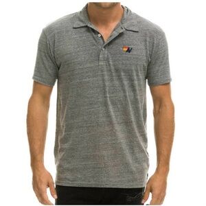 Aviator Nation Men’s Logo Polo Shirt in Heather Gray NWOT